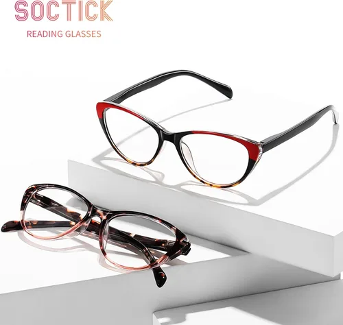 Miniatura 5 de Lentes de lectura de ojo de gato para mujer, bloqueo de luz azul, lectores para mujer 1.0 con bisagras de resorte cómodas, anteojos de diseñador