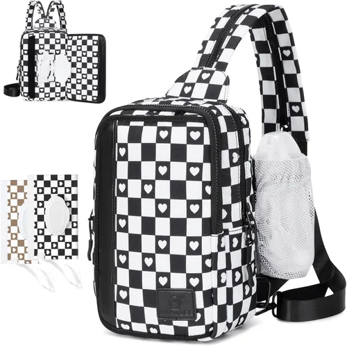 Miniatura 12 de MYHOZEE - Bolsa para colgarse, mochila con bandolera, bolso - 2 en 1 de nailon con bolsillo para pañales con toallitas, bolsillo para botella