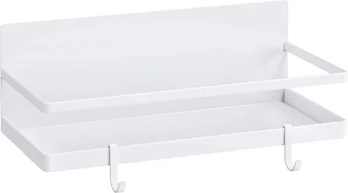 Estante magnético para especias, estante magnético fuerte con 2 ganchos extraíbles, ahorro de espacio perfecto para cocinas pequeñas/apartamentos,
