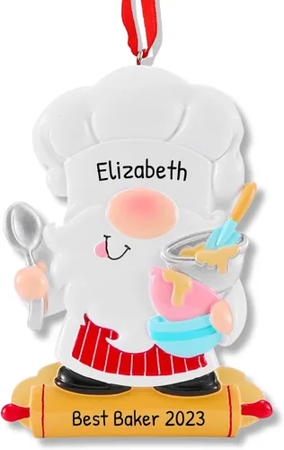 Miniatura 6 de Adornos de chef personalizados 2025 – Adorno de Navidad personalizado para panadero, adornos de alimentos, cocina de chef africano americano