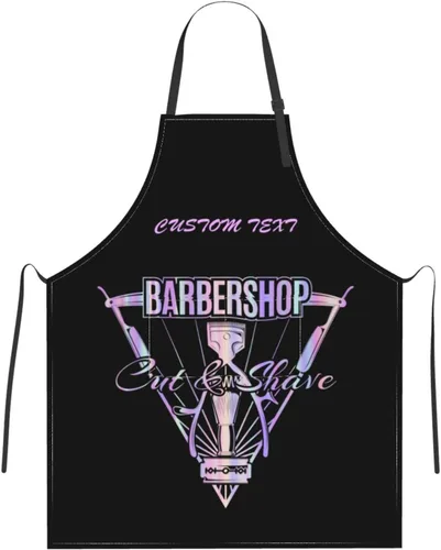 Miniatura 19 de Delantal de barbería personalizado para hombres y mujeres, delantal de peluquería con texto personalizado con bolsillos, delantal ajustable