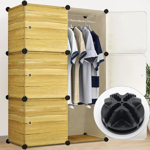 Miniatura 5 de Paquete de 16 conectores organizadores de rejilla de plástico para almacenamiento modular de armario y estanterías de rejilla metálica, conectores