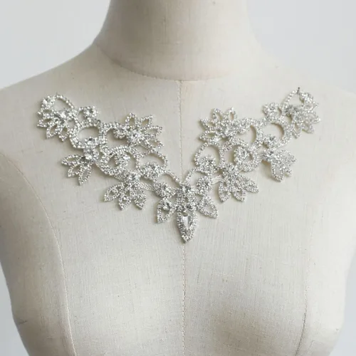 Miniatura 24 de PEARLY JUN Apliques de Pedrería Plateados Parches de Apliques de Diamantes para Vestidos Costura a Mano Proyectos de Manualidades DIY Ropa de Boda