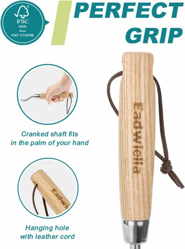 Miniatura 3 de Herramienta de mano de horquilla de jardín, tenedor pequeño de 12 pulgadas con mango de madera de 3 dientes puntiagudos para jardinería, cultivo