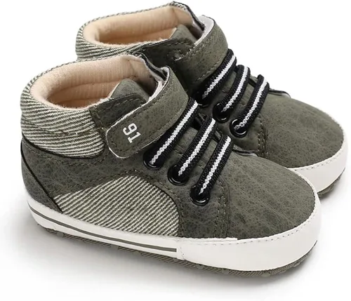 Miniatura 5 de Sekantrol Zapatos de cuna para recién nacidos, para niños y niñas, suela de goma suave, zapatos para bebés, zapatos deportivos de moda de caña alta