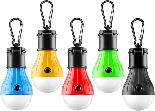 Miniatura 10 de FLY2SKY Lámpara de tienda de campaña, 4 paquetes de luces LED portátiles para tienda de campaña, gancho de clip, luces de emergencia para huracanes