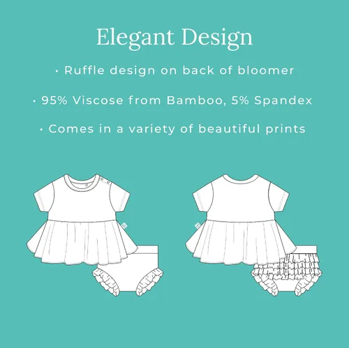 Miniatura 5 de Posh Peanut Conjunto básico de manga corta con peplum top y Bloomer - Conjunto de volantes Bummie - Viscosa suave de bambú