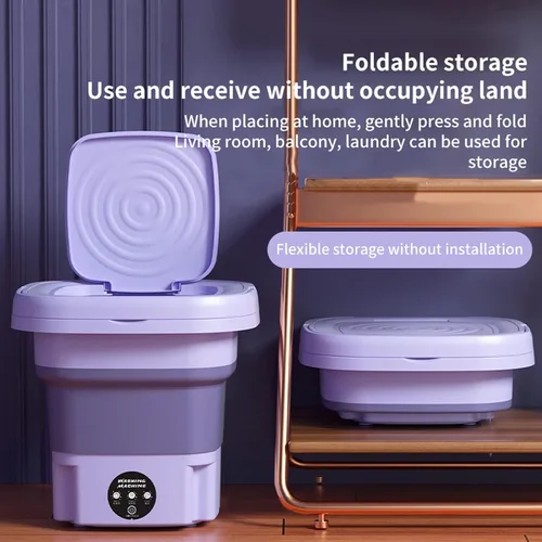 Miniatura 4 de Mini lavadora portátil para el hogar, lavadora automática plegable de 8 l con cubo de secadora rotativa, para ropa de bebé, ropa
