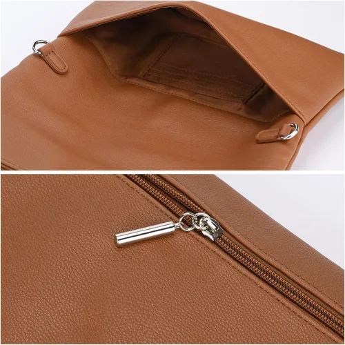 Miniatura 7 de GM LIKKIE Bolso de mano para mujer, bolso de mano grande de sobre, bolso cruzado plegable de piel sintética