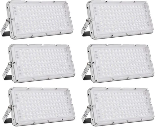 Miniatura 27 de papasbox Luz de inundación LED de 100 W para exteriores, luces de seguridad para exteriores de 8000 lúmenes, luces LED blancas cálidas de 3000 K