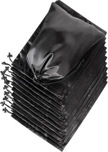 Miniatura 9 de PALTERWEAR Bolsas de satén lisas con cordón y palanca para artículos delicados - Lencería, pelucas, zapatos, seda (negro, 7 x 9 pulgadas)