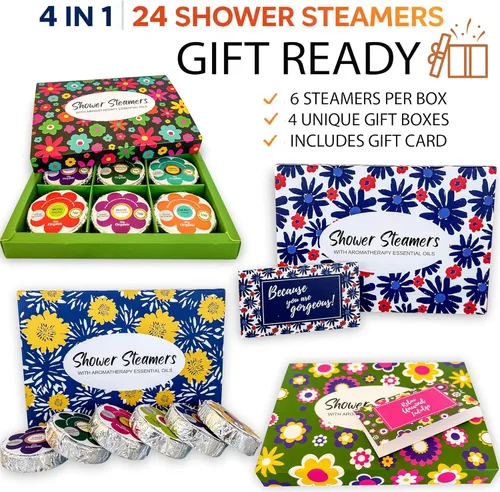 Miniatura 2 de Set de regalo de 24 bombas de ducha para mujer, juego de regalo de aromaterapia con aceites esenciales orgánicos, bombas de baño para ducha, regalos