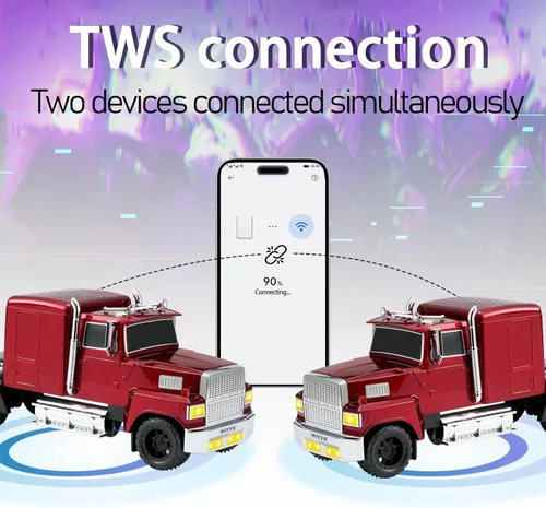 Miniatura 3 de WSTER Altavoz Bluetooth American Truck, modelo de coche retro, inalámbrico portátil con sonido estéreo HD, emparejamiento TWS, reproducción Rojo