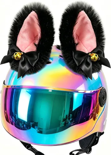 Orejas de gato para casco, orejas de zorro con campana, accesorios para casco de campana, 2 unidades, diseño reutilizable (casco no incluido)
