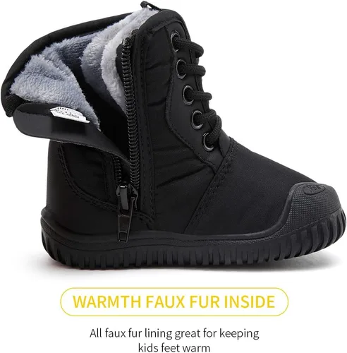 Miniatura 16 de BMCiTYBM Botas de nieve de invierno para bebés y niños pequeños, de piel sintética, cálidas, antideslizantes, zapatos para primeros pasos