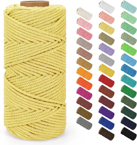 Miniatura 121 de Cordón de macramé de 0.079 in x 380 yardas (1140 pies), cuerda de algodón natural para colgar en la pared, ganchos de plantas, manualidades, Beige
