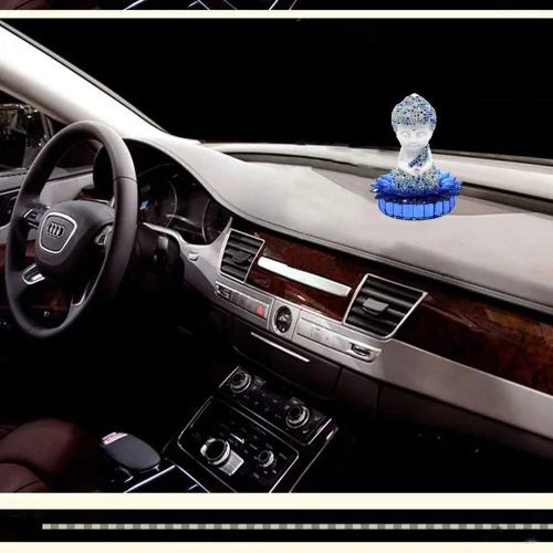 Miniatura 4 de Blanco cerámica Dimaond Lotus Buddha estatua coche/oficina/hogar interior bendición ornamento (azul)