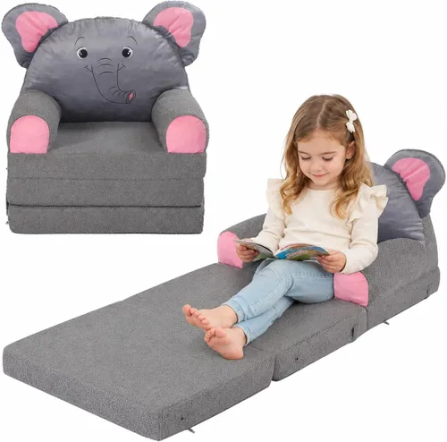 Miniatura 8 de MOMCAYWEX Sofá para niños, sofá Sherpa con cojines de espuma de tres capas, asientos cómodos para niños de 3 a 6 años, marrón
