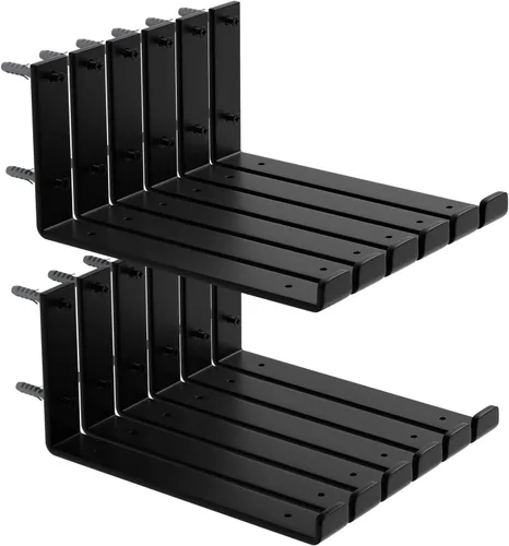 Miniatura 9 de Paquete de 8 soportes de estante de 7.25 pulgadas de largo x 4 pulgadas de alto x 1.5 pulgadas de ancho, soporte de estante flotante de hierro