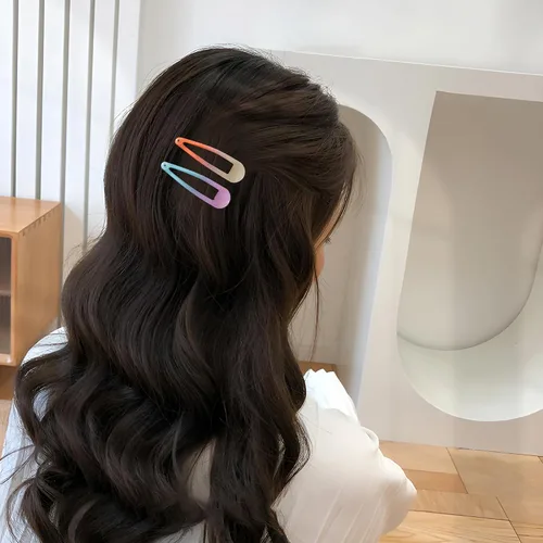 Miniatura 4 de 20 pinzas metálicas para cabello con cierre a presión en forma de gota de agua, pasadores antideslizantes para mujeres, pinzas pequeñas brillantes