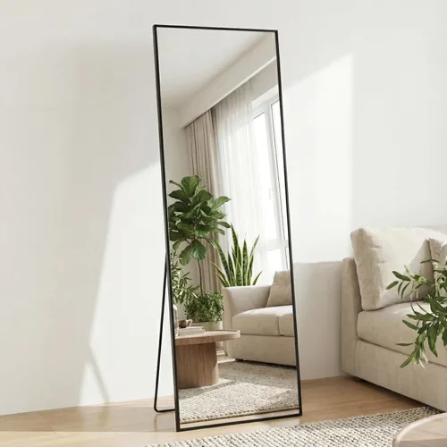 Miniatura 8 de DUMOS Espejo dorado de longitud completa de 59 x 16 pulgadas, espejo de cuerpo completo para dormitorio o guardarropa, se puede colocar solo, colgar
