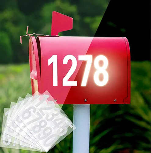 Calcomanías reflectantes para números de buzón (0-9) incluyen 3 x 4 juegos de números de dirección de casa autoadhesivos impermeables para caja de