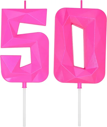 Miniatura 8 de DERVENTA Velas de cumpleaños con números grandes, 3D, color rosa, 3.7 pulgadas, decoración para tartas de fiesta, 1 pieza (número 3 rosa)
