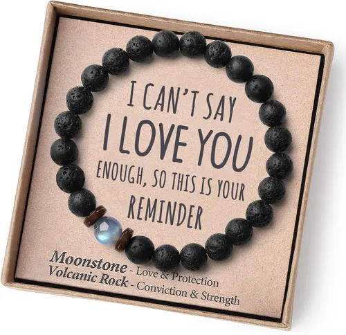 Miniatura 8 de Christmas Stocking Stuffers for Kids/Teen Boys/Men-Love/Strength-Handmade Gemstone Bracelets with Inspiratioanl Card