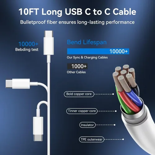 Miniatura 3 de Cargador de carga rápida para iPhone 17 16 y 15, cargador USB C tipo C de 10 pies de largo, cable de carga rápida para iPhone 17/Pro/Pro Max/17