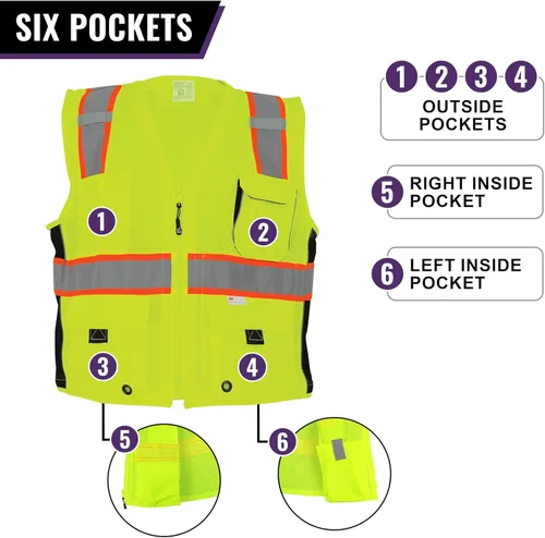 Miniatura 6 de Global Glove High Visibility Safety Vest, Lightweight and Breathable