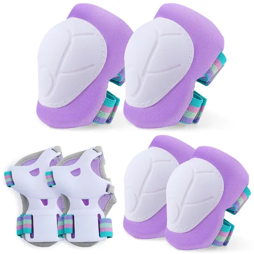 FIODAY Rodilleras para Niños Rodilleras y Coderas Muñequeras Conjunto de Equipo Protector Ajustable para Niñas Niños Patinaje en Línea Ciclismo