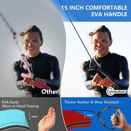 Miniatura 3 de Dyneema - Cuerda de wakeboard de 75 pies, cuerda de wakeboard no elástica y mango de esquí acuático para deportes acuáticos, 4 secciones cuerda