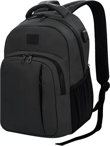 WOLT Mochila para laptop para hombres y mujeres para portátil de 15.6 pulgadas y 17 pulgadas, mochila de viaje aprobada con compartimento para Negro