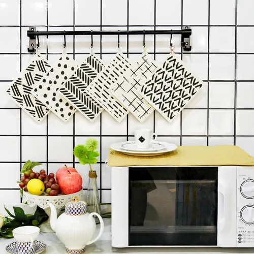 Miniatura 6 de Morigins Paños de cocina suecos para cocina, paquete de 6 paños de cocina suecos minimalistas negros, paños de esponja de celulosa, toallas de papel