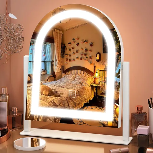Miniatura 22 de FENNIO - Espejo de tocador con luces, espejo de maquillaje iluminado LED, pantalla táctil con 3 modos de iluminación, regulable, para mesa