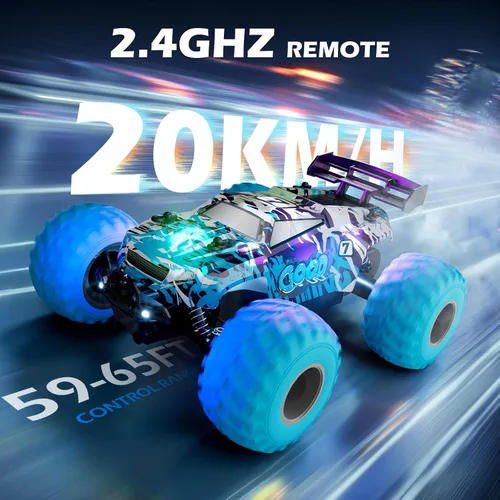 Miniatura 2 de Autos de control remoto, camión RC para niños de 4 a 7 años, 8 a 12 años, juguete controlado por radio todoterreno con luces LED, 20 KMH, 40
