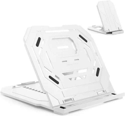 Miniatura 10 de Soporte para tableta de dibujo, soporte plegable para computadora portátil, 9 niveles de ángulos ajustables con un soporte para teléfono integrado