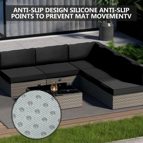 Miniatura 4 de Juego de 9 piezas de fundas impermeables para cojines de patio al aire libre, juego de reemplazo para muebles de sofá seccional de ratán entretejido