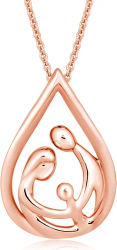 Miniatura 8 de Jewelili - Collar con colgante de plata de ley o oro rosa o amarillo sobre plata, cadena de eslabones de 18 pulgadas