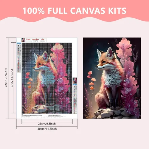 Miniatura 2 de SENQAO Kits de Pintura de Diamantes de Zorro para Adultos y Niños, Encantador Zorro DIY 5D Redondo Taladro Completo Arte de Diamantes, Imagen