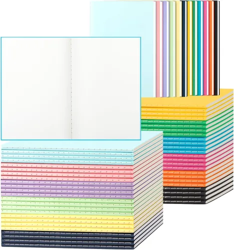 Miniatura 10 de Paquete de 24 cuadernos en blanco coloridos para escritura, diarios al por mayor, libros de composición A5, 21x14 cm, 60 páginas, 30 hojas
