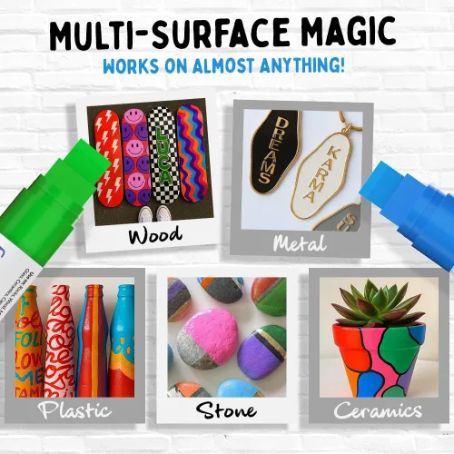 Miniatura 4 de Marcadores de pintura a base de aceite jumbo de 0.591 in (paquete de 10) - Bolígrafos de pintura al óleo para metal, tela, vidrio, rocas, neumáticos