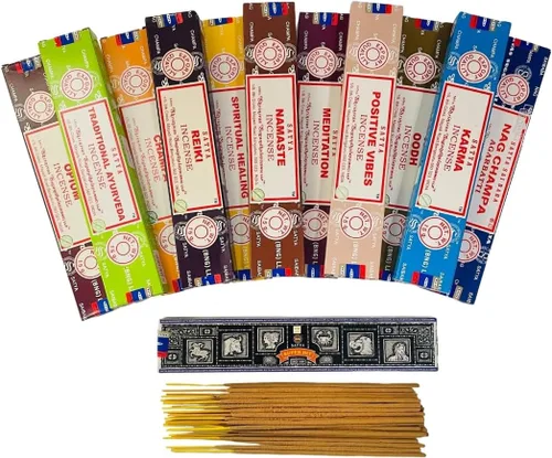 Miniatura 5 de Set de regalo de incienso Satya Nag Champa, Super hit, Dragon's Blood, Sandalwood, Patchouli, Lavender, Positive Vibes 15 g x 7 paquetes