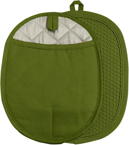 Miniatura 11 de Juego de 2 soportes de silicona para ollas con bolsillos, antideslizantes, acanalados, para cocinas, almohadillas calientes resistentes al calor