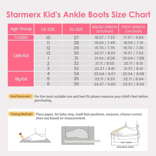 Miniatura 6 de starmerx Botas de tobillo para niñas, botas de combate con cordones y cremallera lateral, cómodas botas para niños