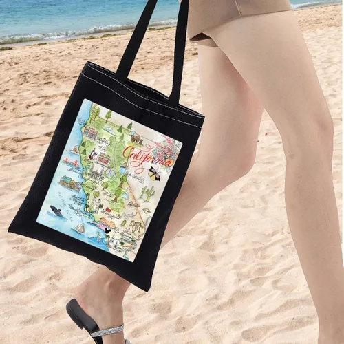 Miniatura 6 de WZMPA Bolsa de mano del estado de California, regalo de viaje, bolsas de comestibles reutilizables para vacaciones, mercancía de viaje