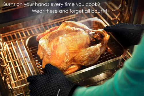 Miniatura 5 de KITCHEN PERFECTION Guantes de silicona para horno ahumador -Guantes de barbacoa extremadamente resistentes al calor-maneja la comida caliente