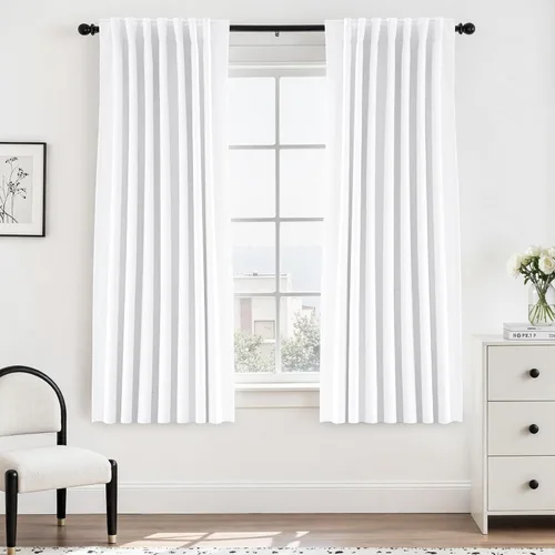 Miniatura 98 de UHITECH Cortinas cortas de lino de 24 pulgadas de largo para ventanas pequeñas de granja, cortinas opacas modernas para sala de estar, pestañas