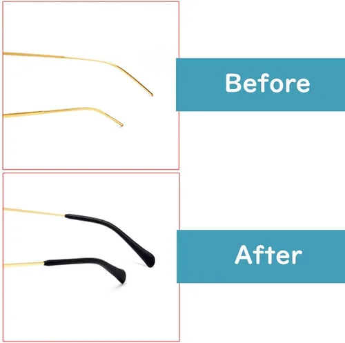 Miniatura 6 de 8 pares de puntas de punta de lentes para orejas, tubos antideslizantes, puntas de repuesto de silicona para patas de metal fino, 4 negro/4 blanco