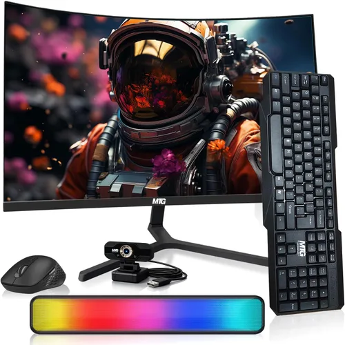 Miniatura 14 de MTG - Monitor curvo de 27 pulgadas, pantalla Full HD 1080P sin marco, audio HDMI DP USB, desenfoque de bajo movimiento, montaje VESA, combo